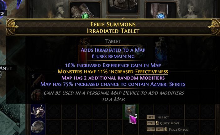 PoE2 Precursor Tablet mods coloured by encounter (Breach, Ritual, Delirium)